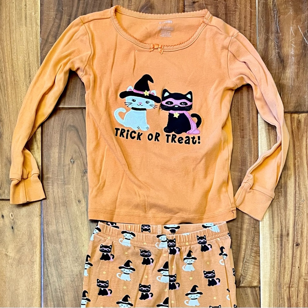 Gymboree Orange Cotton Trick or Treat Halloween Pajama Set